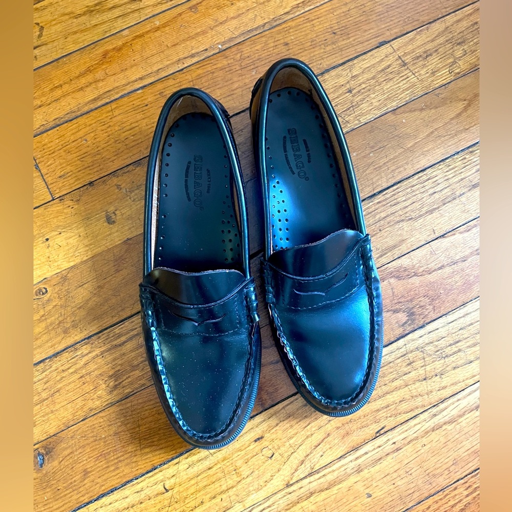 Sebago Black Classic Leather Penny Loafers Size 8.5 M